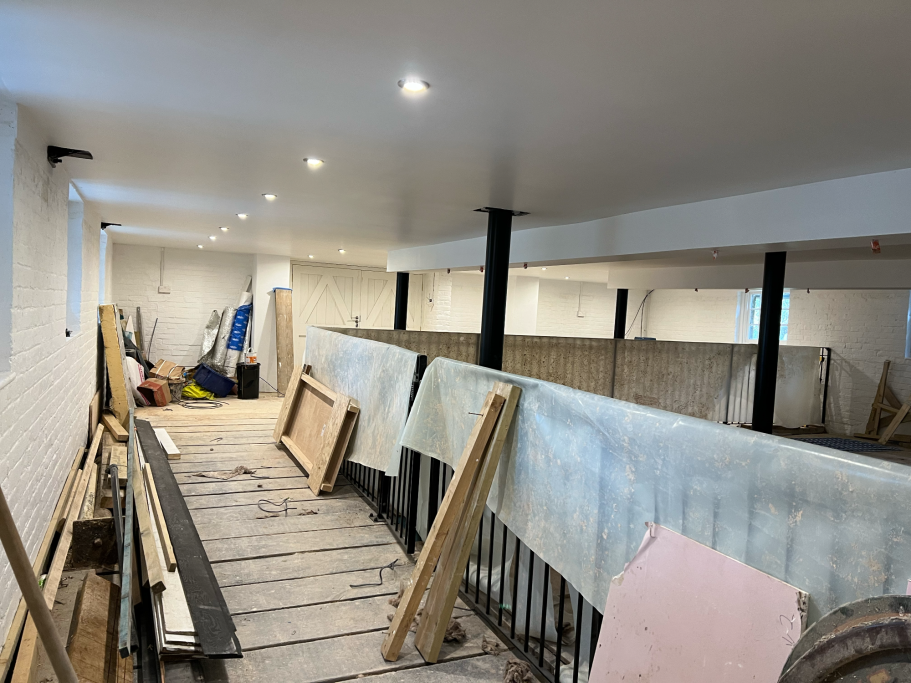 Basement boat parking area