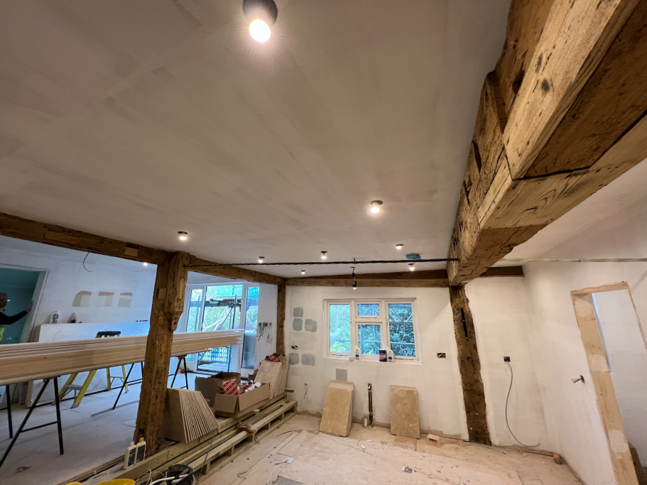 Kitchen with dining area in room on the left